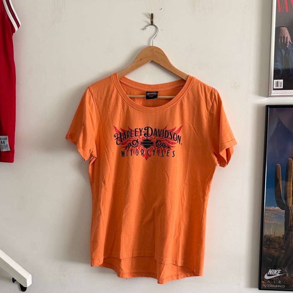 Harley Davidson Calgary Vintage Beaded Peach Top 🍑 🦅